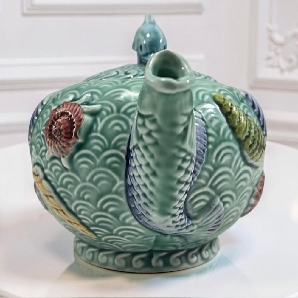 Vintage TAKAHASHI San Francisco Fish Sea Life Teapot, Hand Painted, Japan - Picture 5 of 13